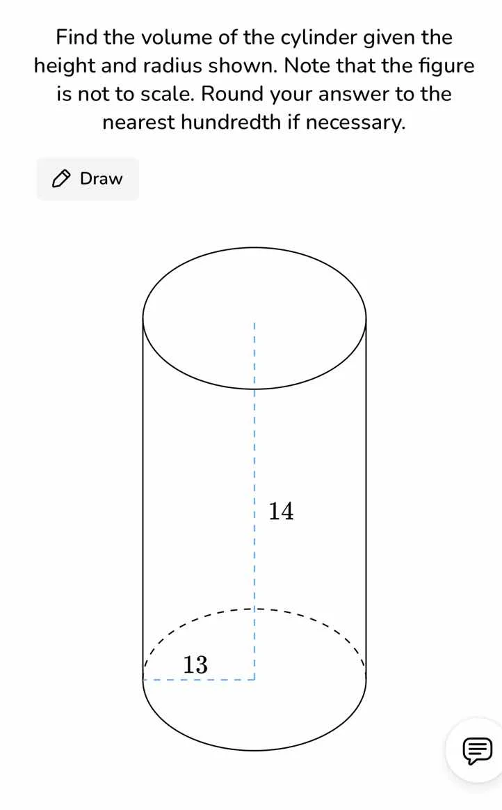 find the volume of the cylinder given the height and radius shown. note…