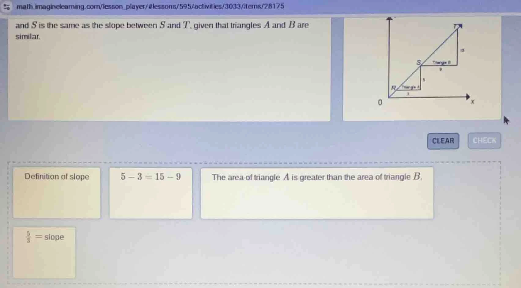 and s is the same as the slope between s and t, given that triangles a …