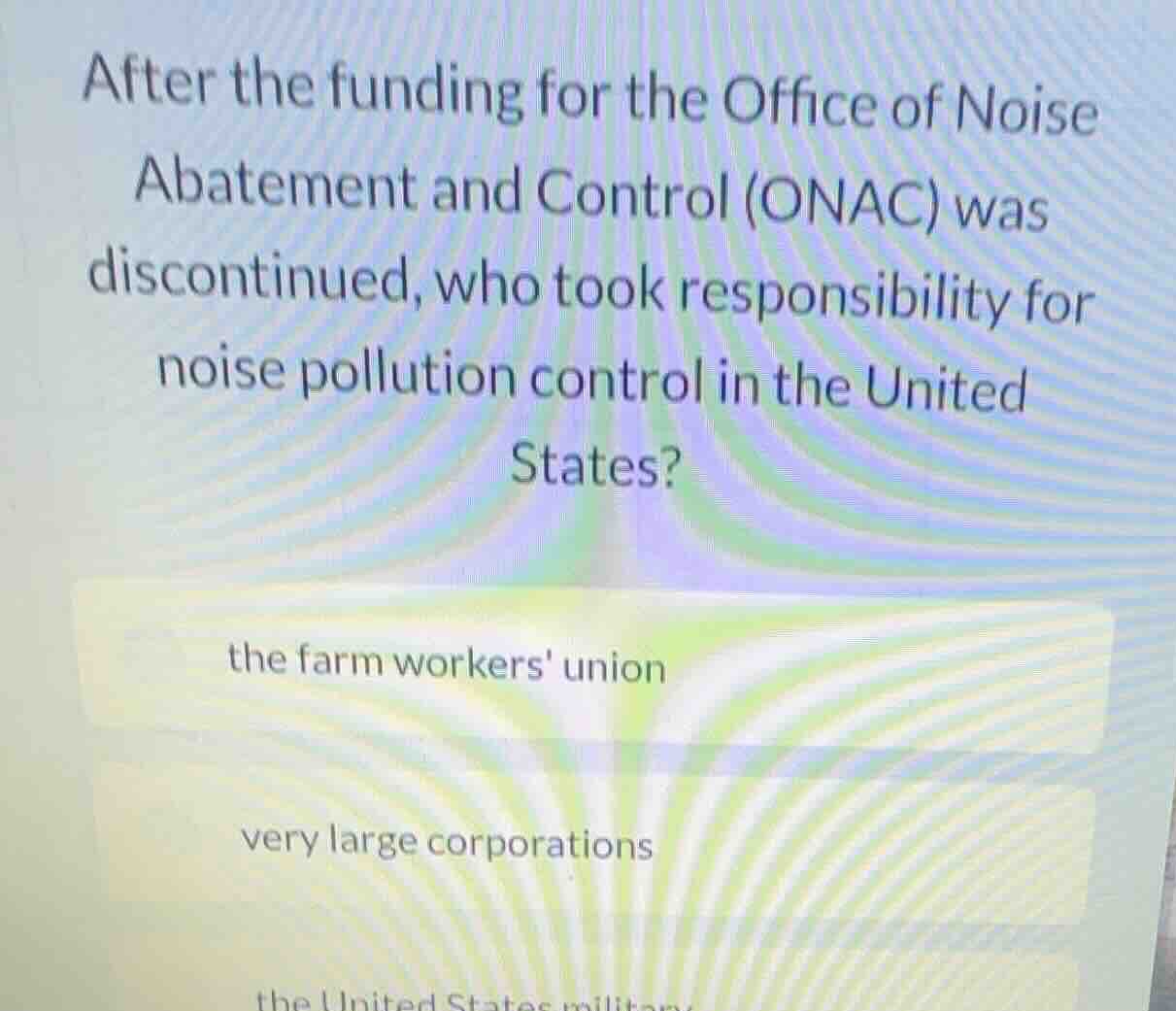 after the funding for the office of noise abatement and control (onac) …