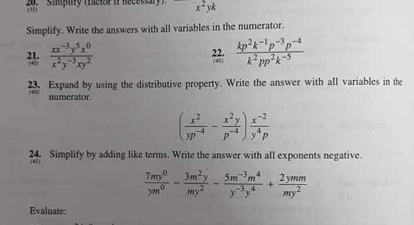 20. simplify (factor if necessary). (23) simplify. write the answers wi…