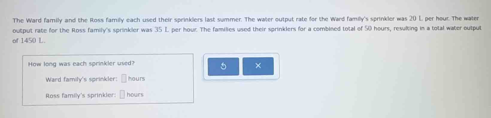 the ward family and the ross family each used their sprinklers last sum…