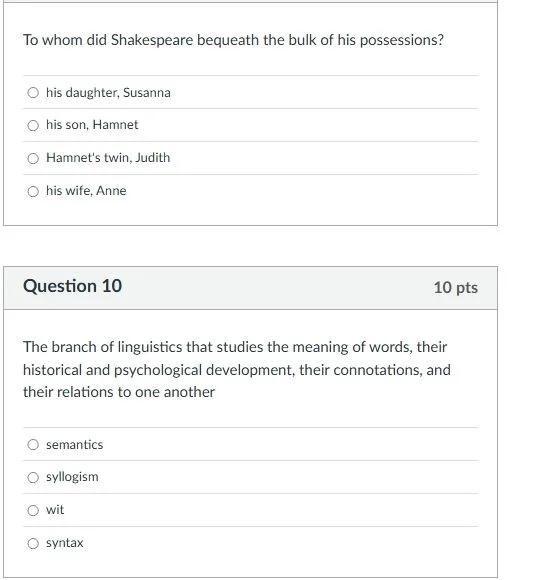 to whom did shakespeare bequeath the bulk of his possessions? his daugh…