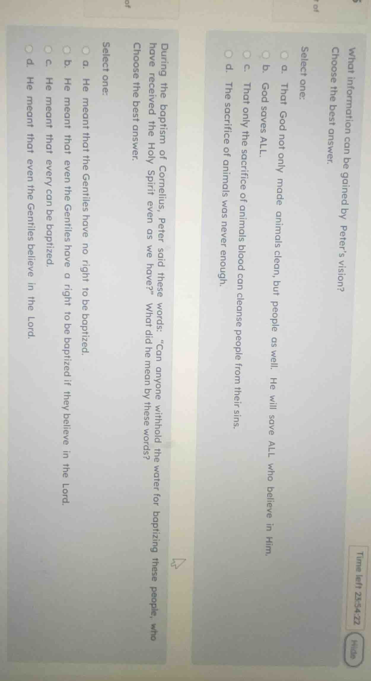 what information can be gained by peter’s vision? choose the best answe…