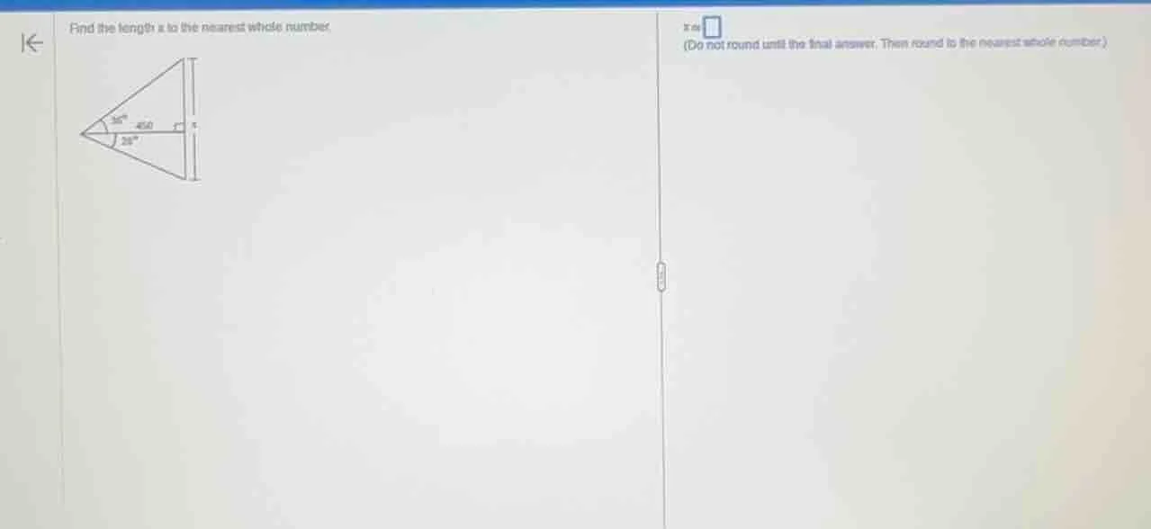 find the length ( x ) to the nearest whole number. (do not round until …