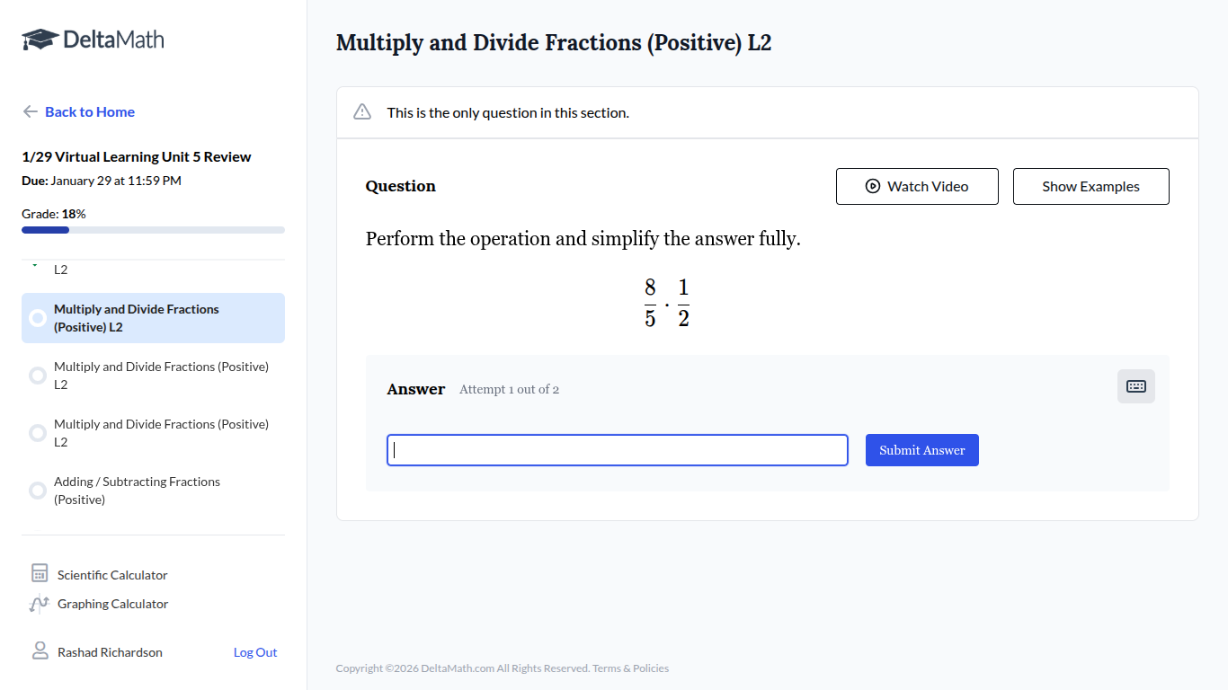 multiply and divide fractions (positive) l2 this is the only question i…