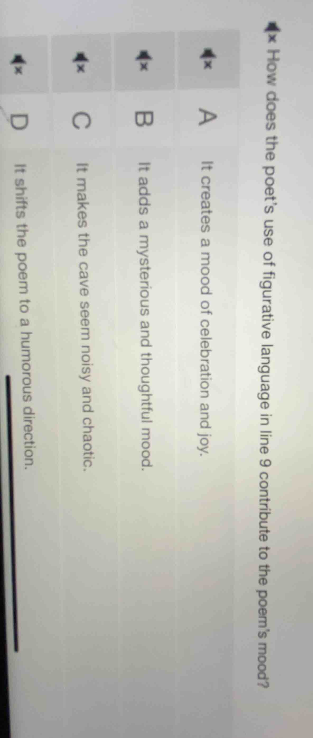 how does the poet’s use of figurative language in line 9 contribute to …