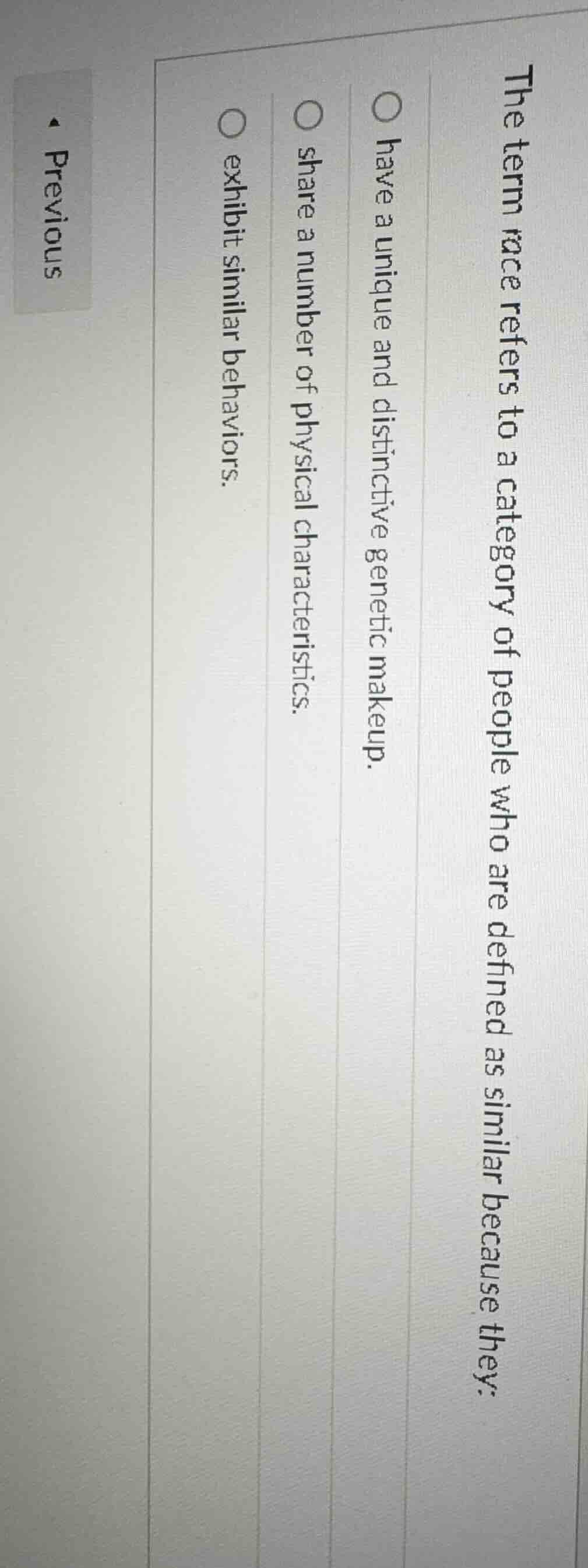 the term race refers to a category of people who are defined as similar…