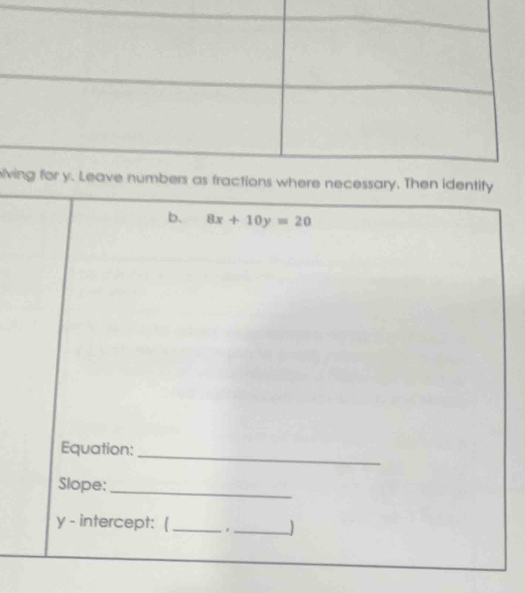 ving for y. leave numbers as fractions where necessary. then identify b…