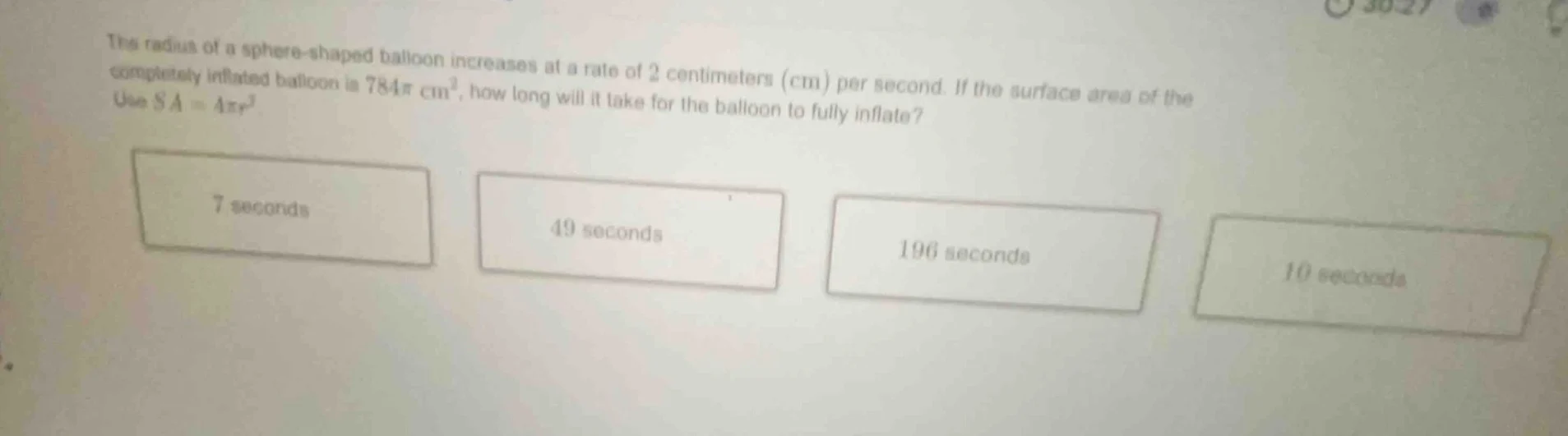 the radius of a sphere - shaped balloon increases at a rate of 2 centim…