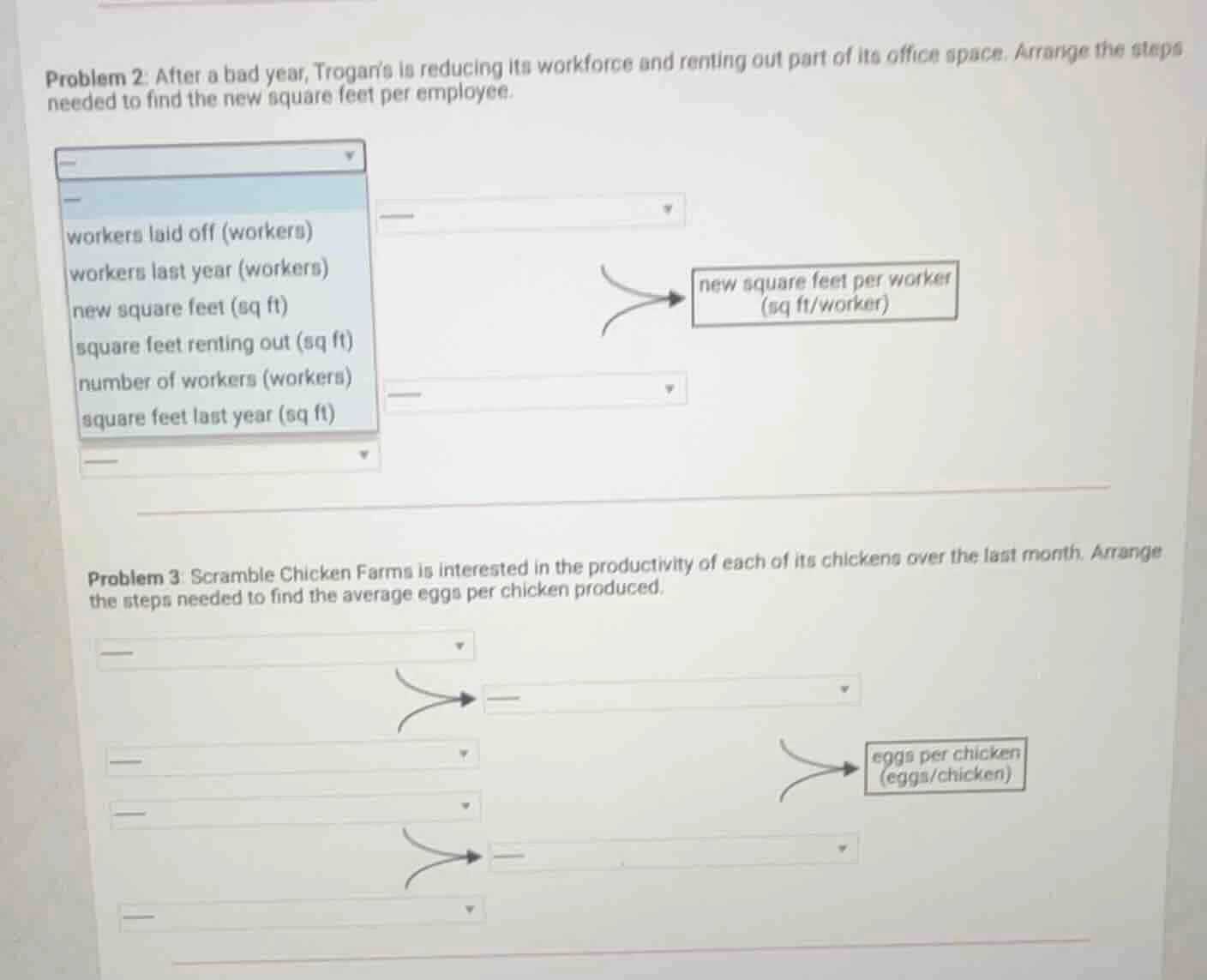 problem 2: after a bad year, trogans is reducing its workforce and rent…