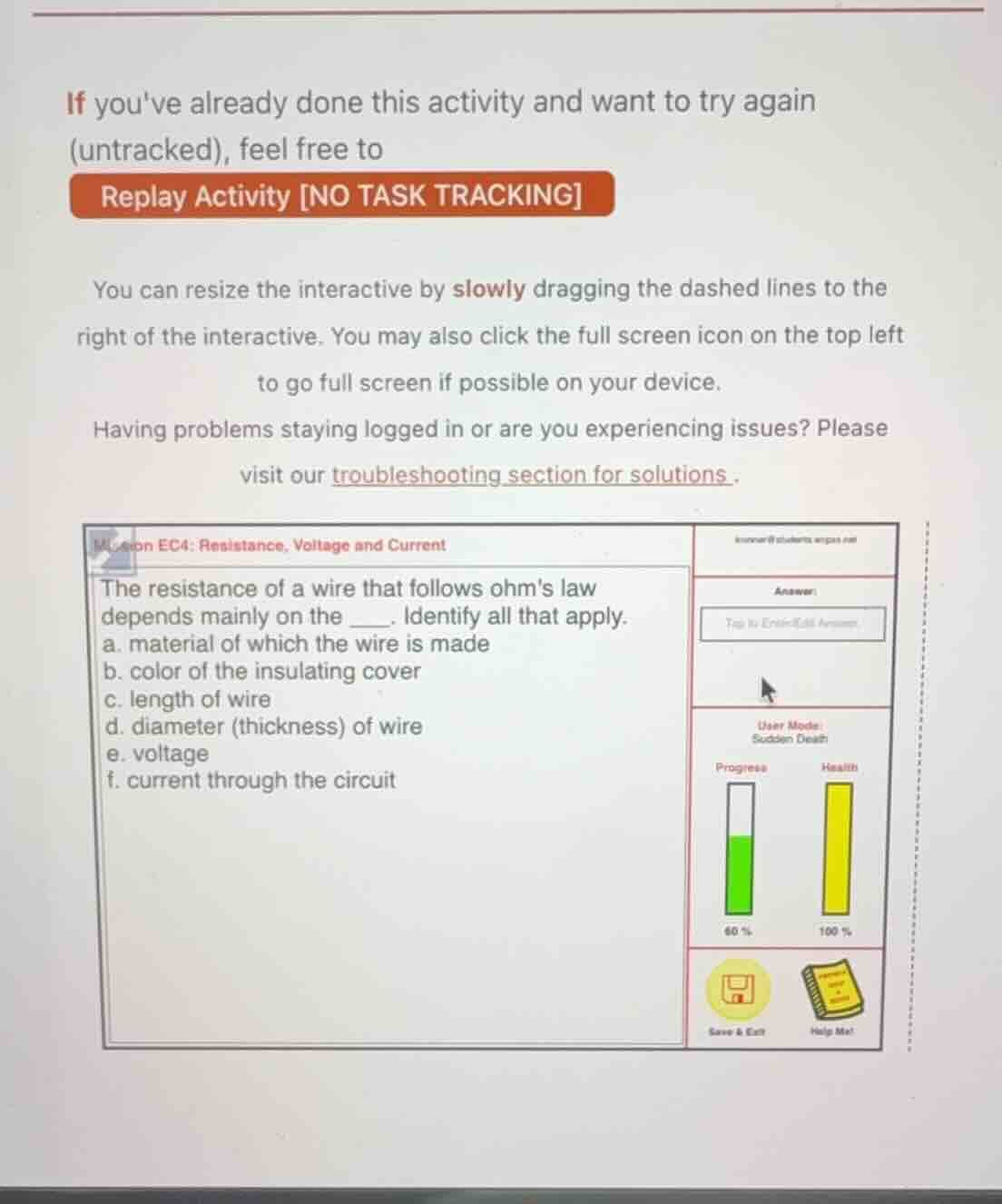 if youve already done this activity and want to try again (untracked), …
