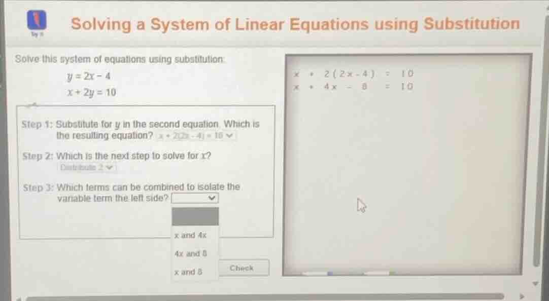 solving a system of linear equations using substitution solve this syst…