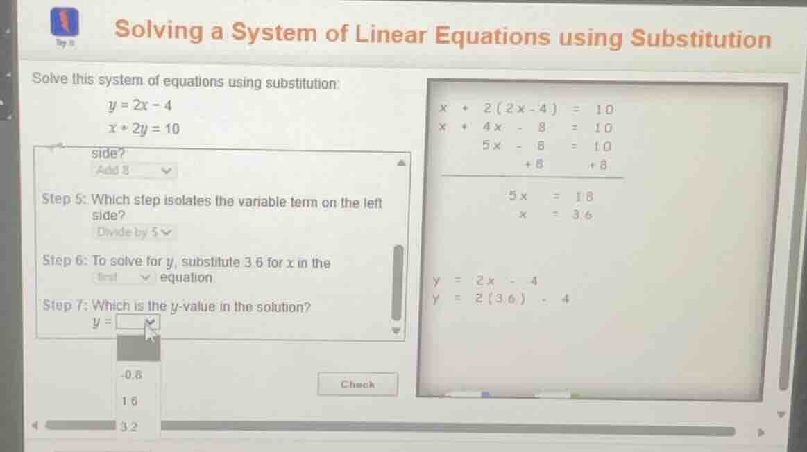 solving a system of linear equations using substitution solve this syst…