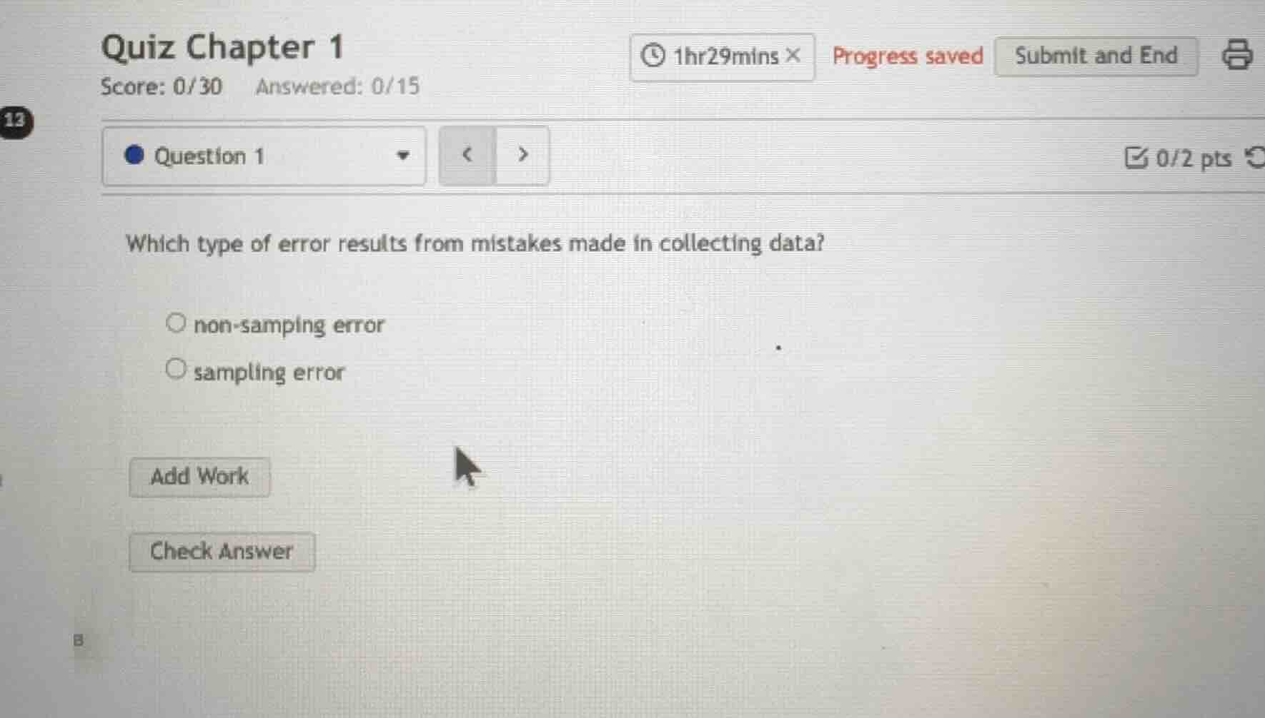 which type of error results from mistakes made in collecting data? non …