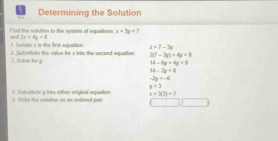 determining the solution find the solution to the system of equations: …