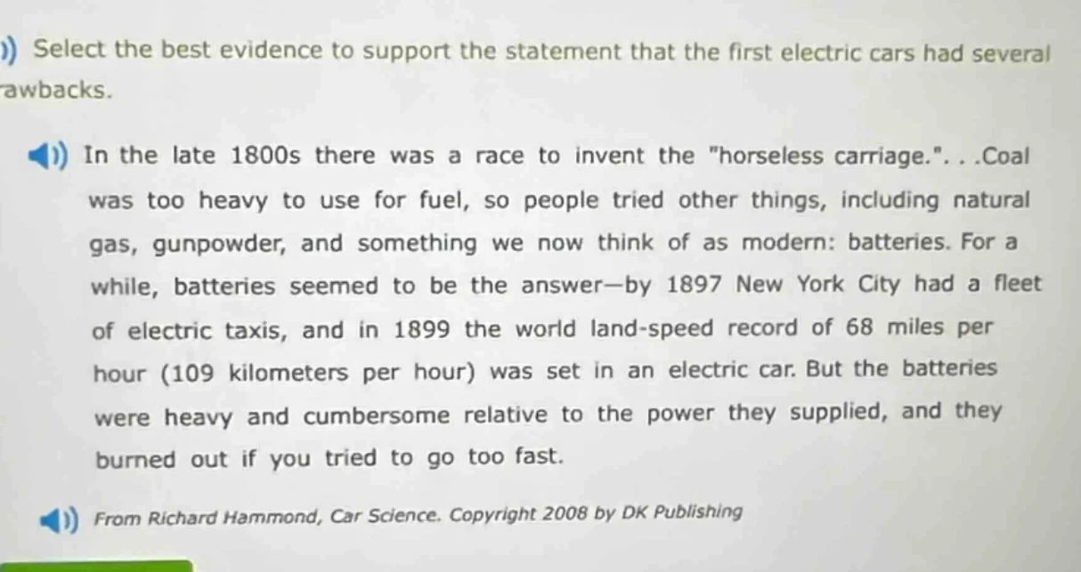 select the best evidence to support the statement that the first electr…