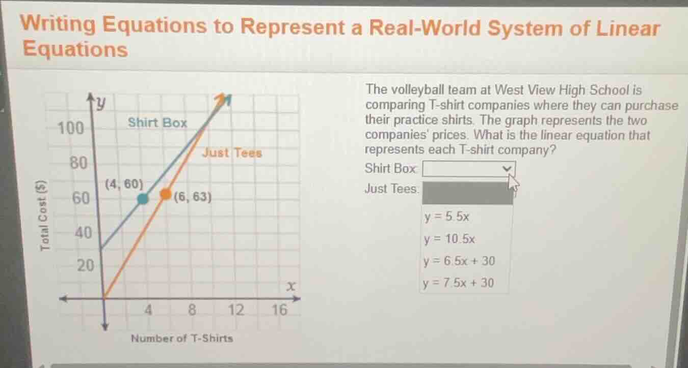 writing equations to represent a real - world system of linear equation…