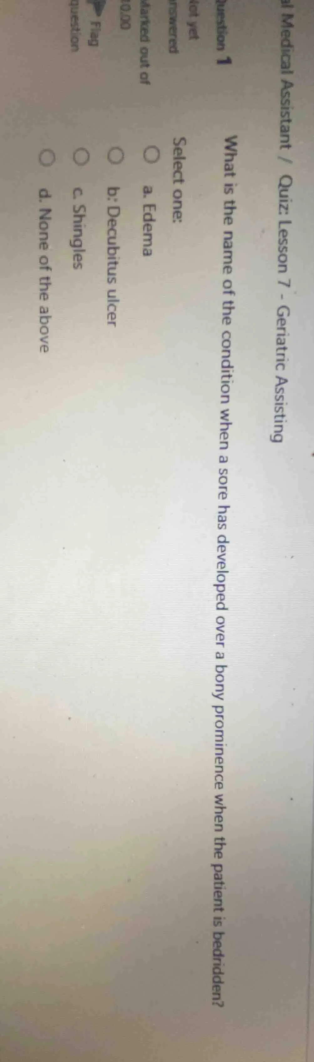 al medical assistant / quiz: lesson 7 - geriatric assisting question 1 …