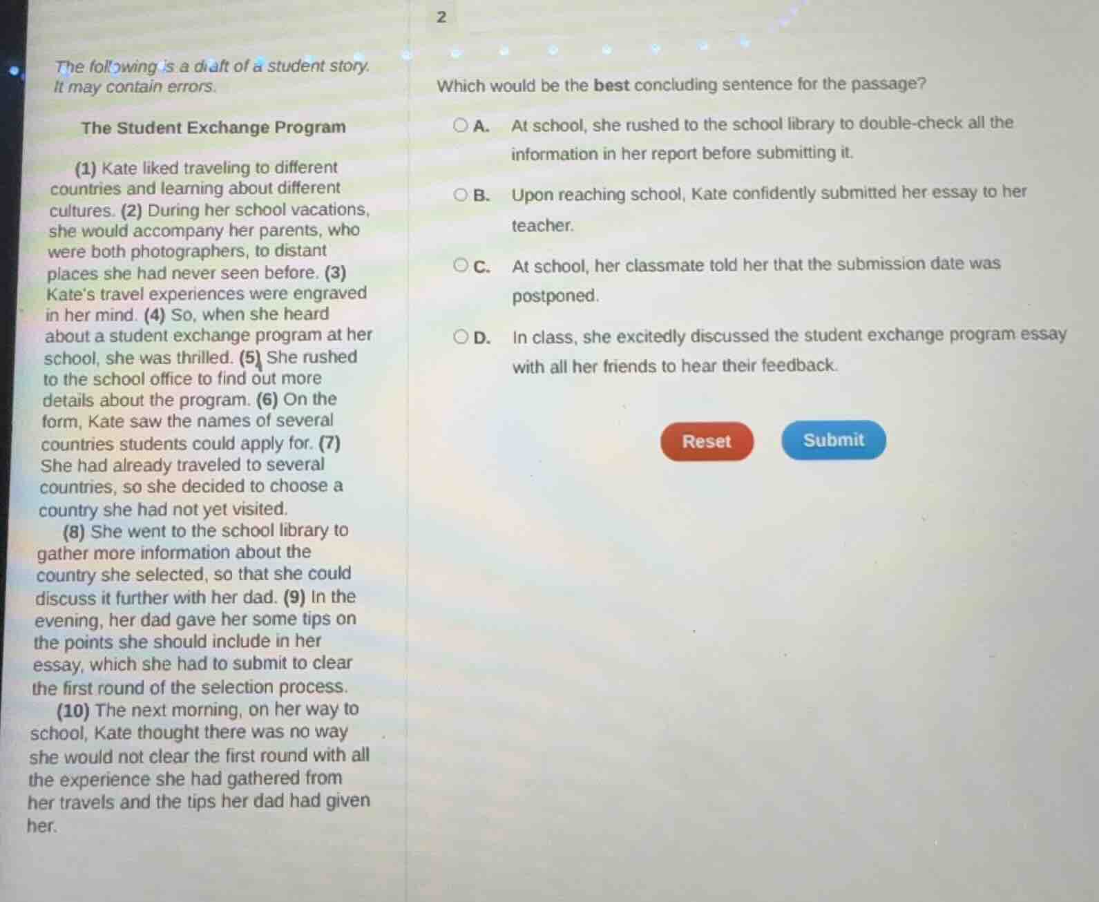 the following is a draft of a student story. it may contain errors. the…