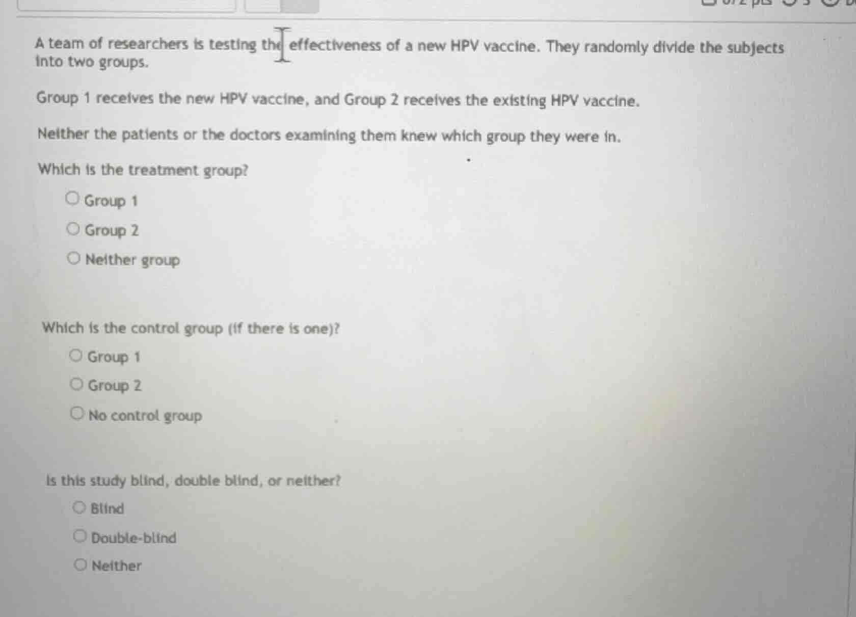 a team of researchers is testing the effectiveness of a new hpv vaccine…