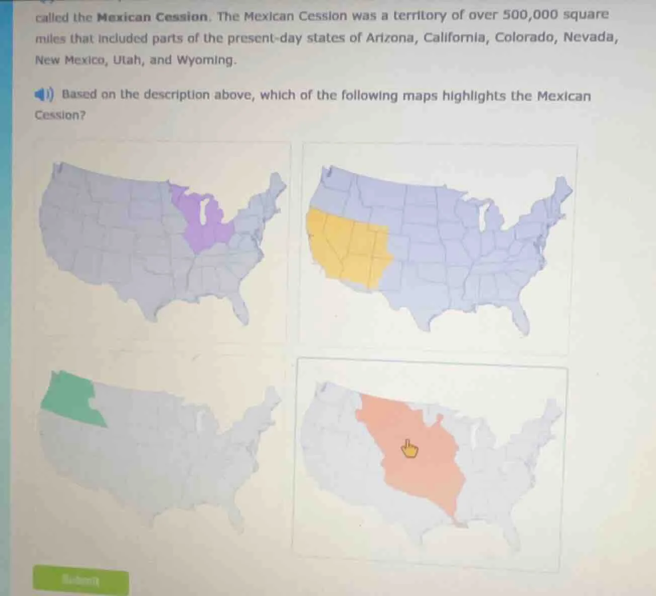 called the mexican cession. the mexican cession was a territory of over…