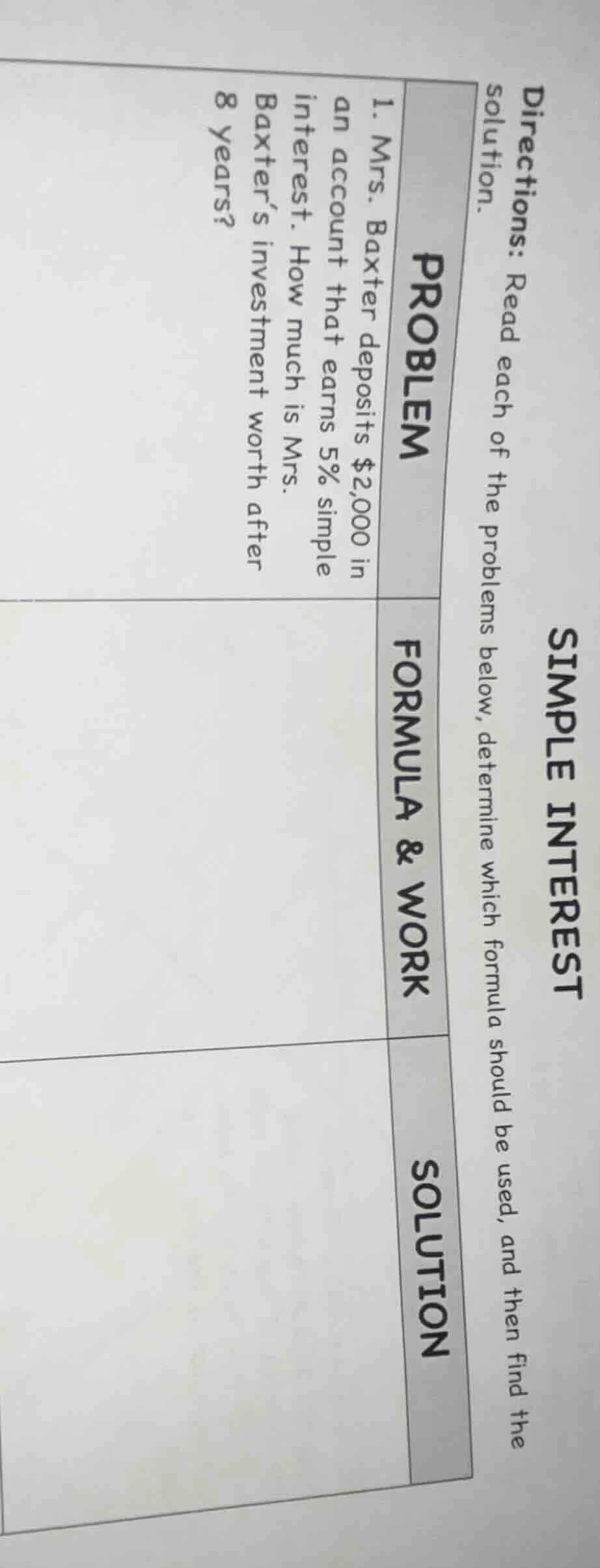 simple interest directions: read each of the problems below, determine …