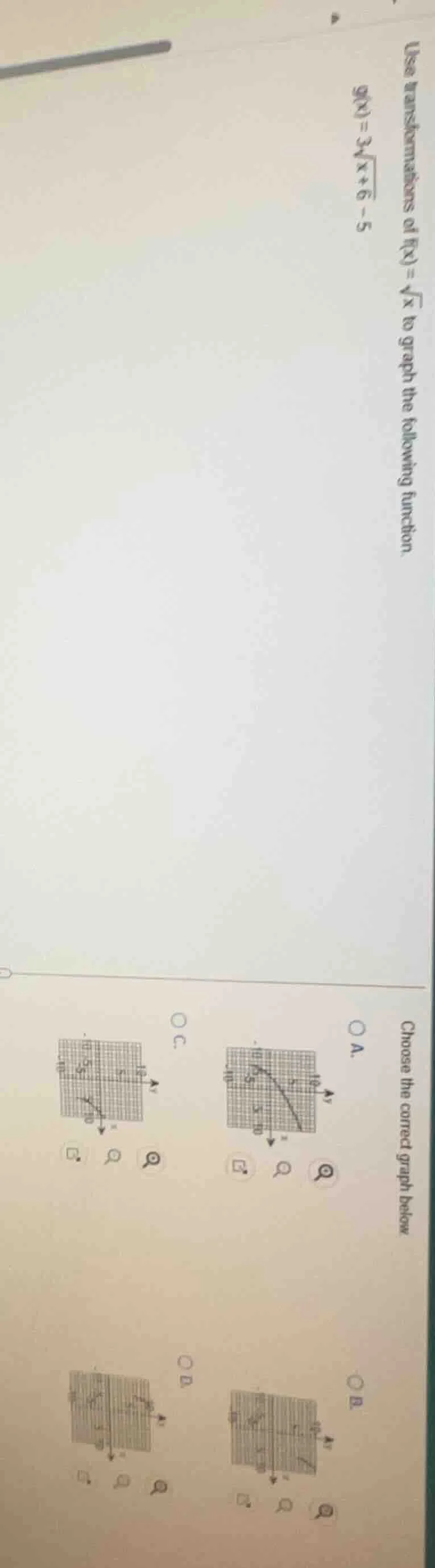 use transformations of ( f(x) = sqrt{x} ) to graph the following functi…