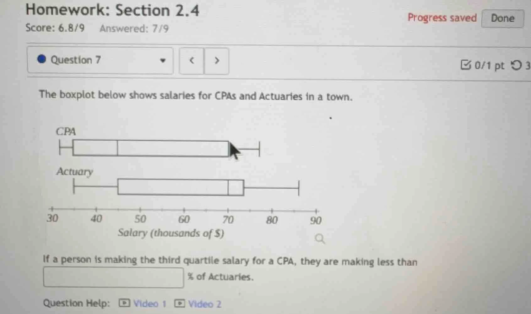 homework: section 2.4 score: 6.8/9 answered: 7/9 question 7 the boxplot…