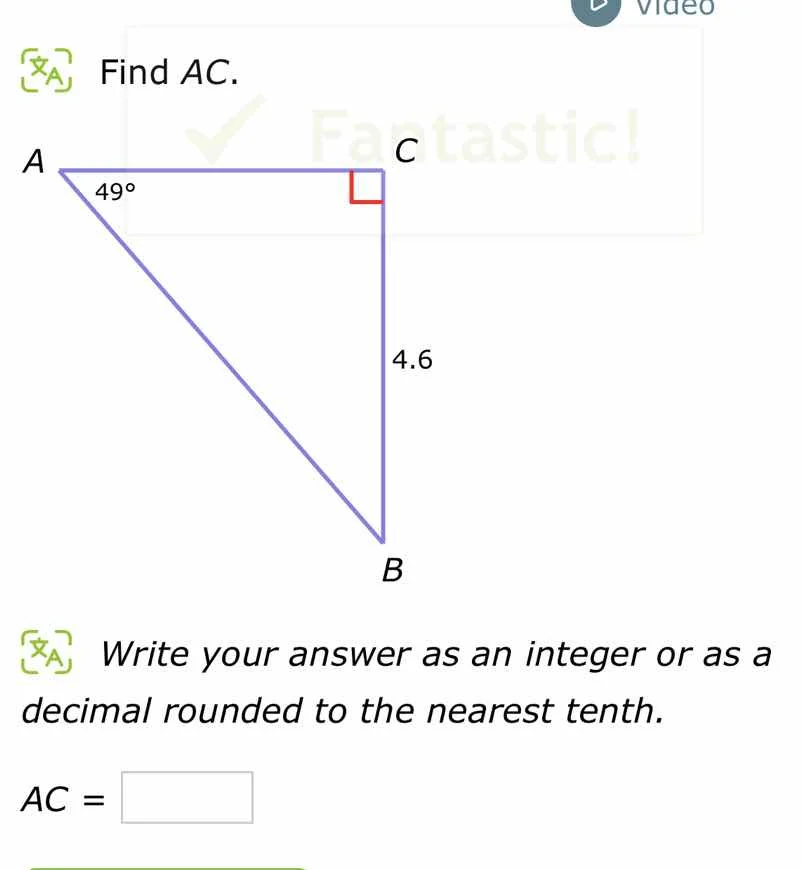 find ac. write your answer as an integer or as a decimal rounded to the…