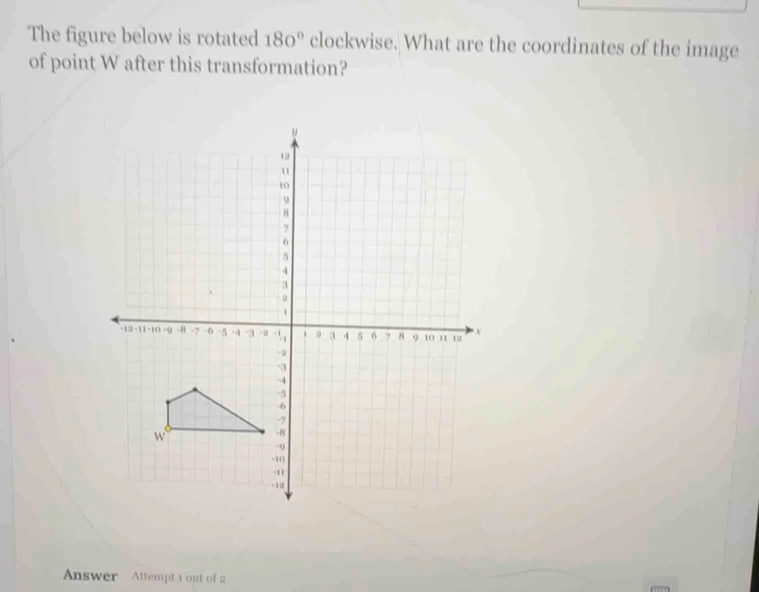 the figure below is rotated 180° clockwise. what are the coordinates of…