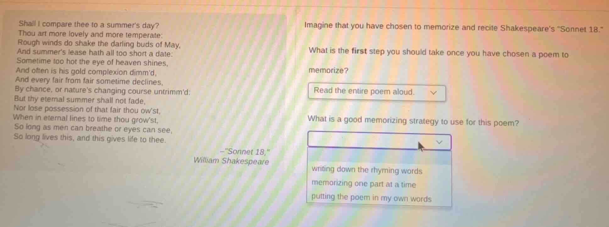 shall i compare thee to a summer’s day? thou art more lovely and more t…