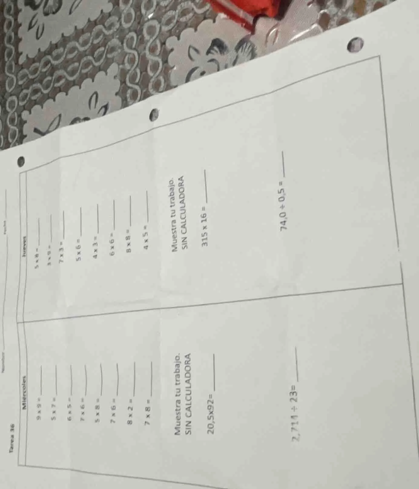 tarea 36 mistercoles 9 x 9 = 5 x 7 = 6 x 5 = 7 x 6 = 5 x 8 = 7 x 5 = 8 …