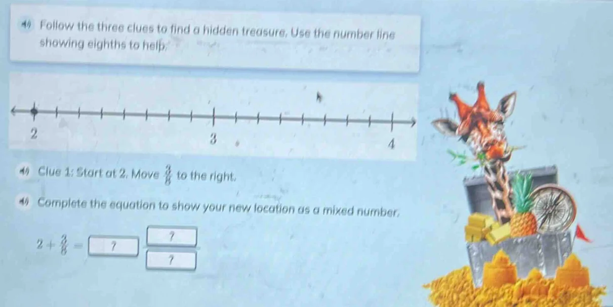 4b follow the three clues to find a hidden treasure. use the number lin…