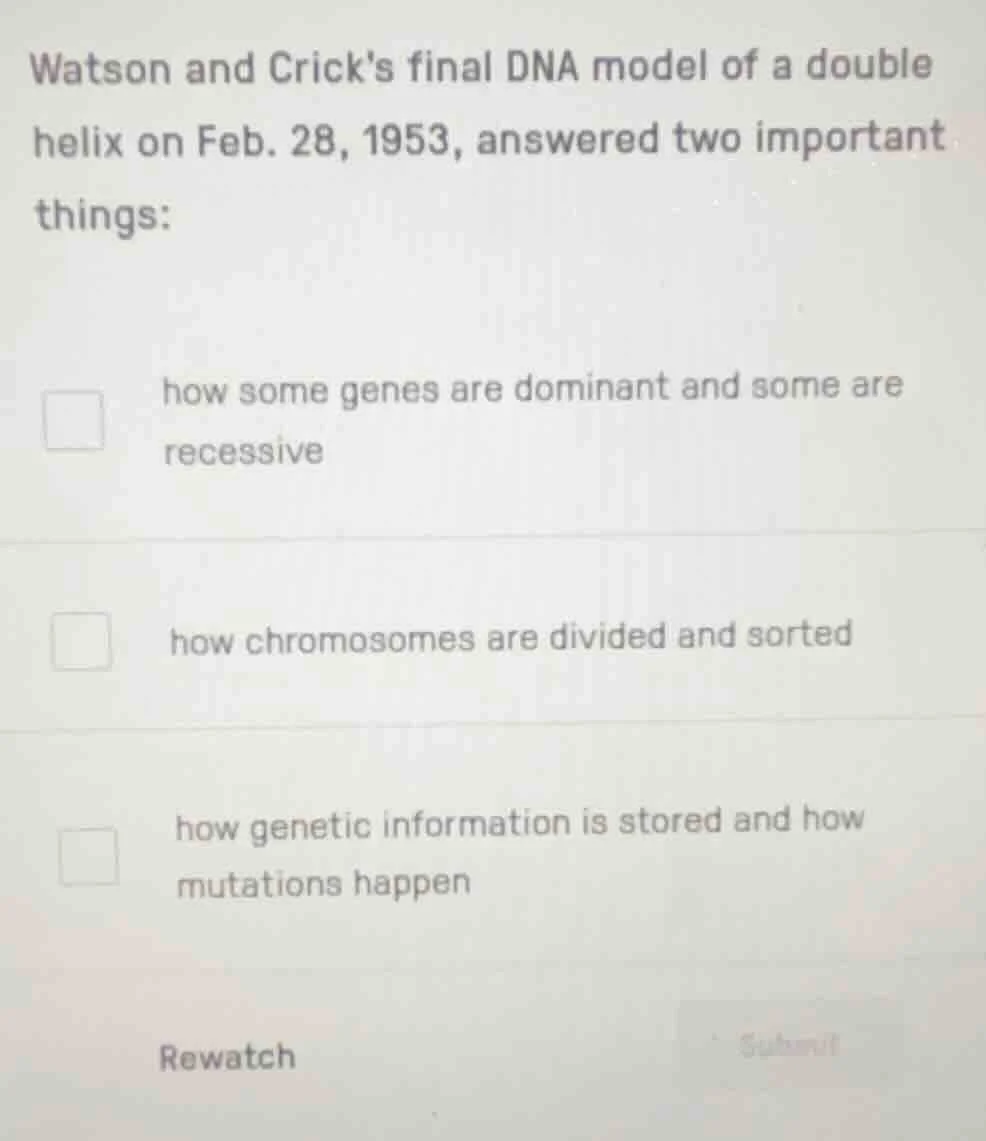 watson and cricks final dna model of a double helix on feb. 28, 1953, a…