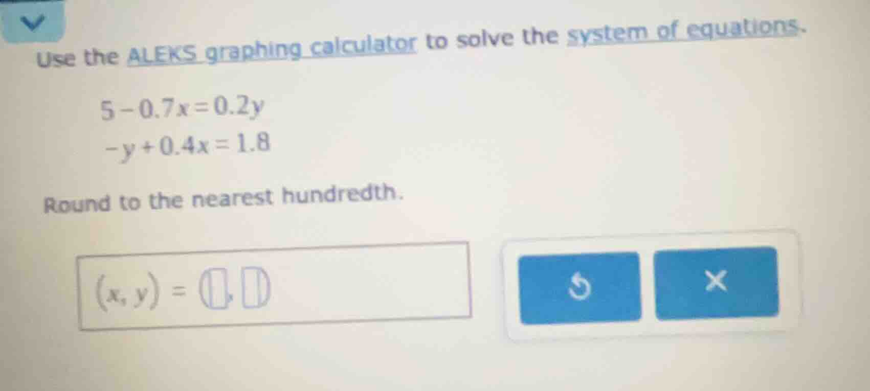 use the aleks graphing calculator to solve the system of equations. $5 …