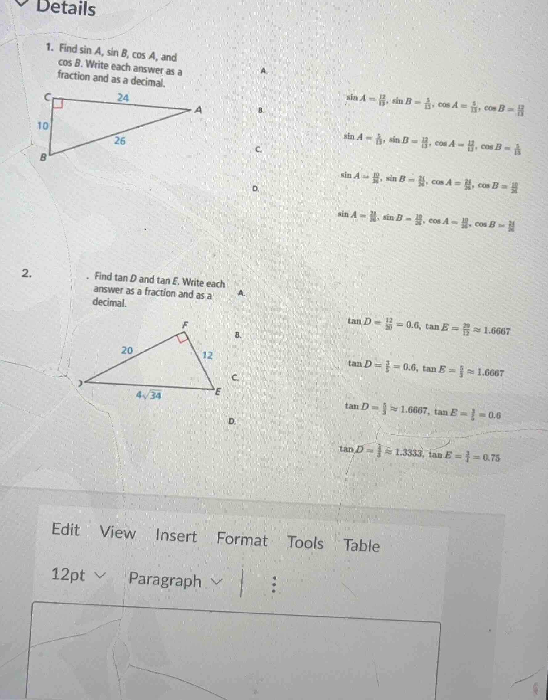 details 1. find sin a, sin b, cos a, and cos b. write each answer as a …