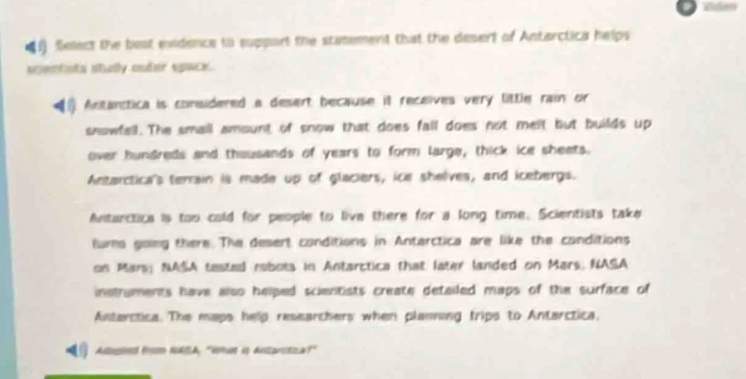 select the best evidence to support the statement that the desert of an…