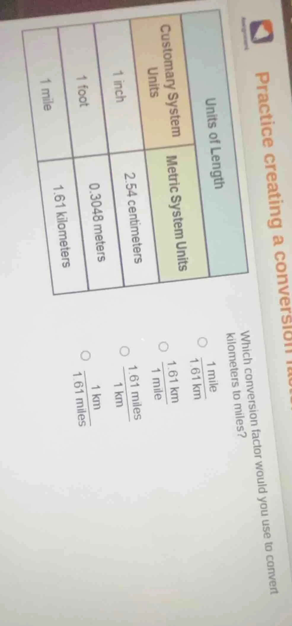 practice creating a conversion units of length customary system units &…