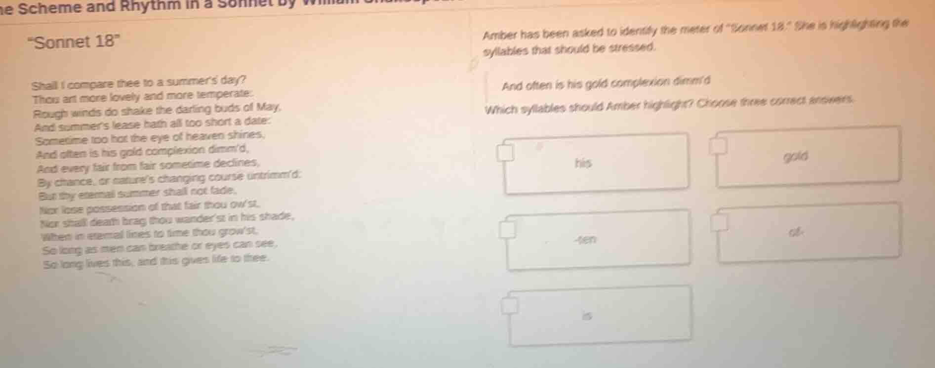 the scheme and rhythm in a sonnet by \sonnet 18\ shall i compare thee t…