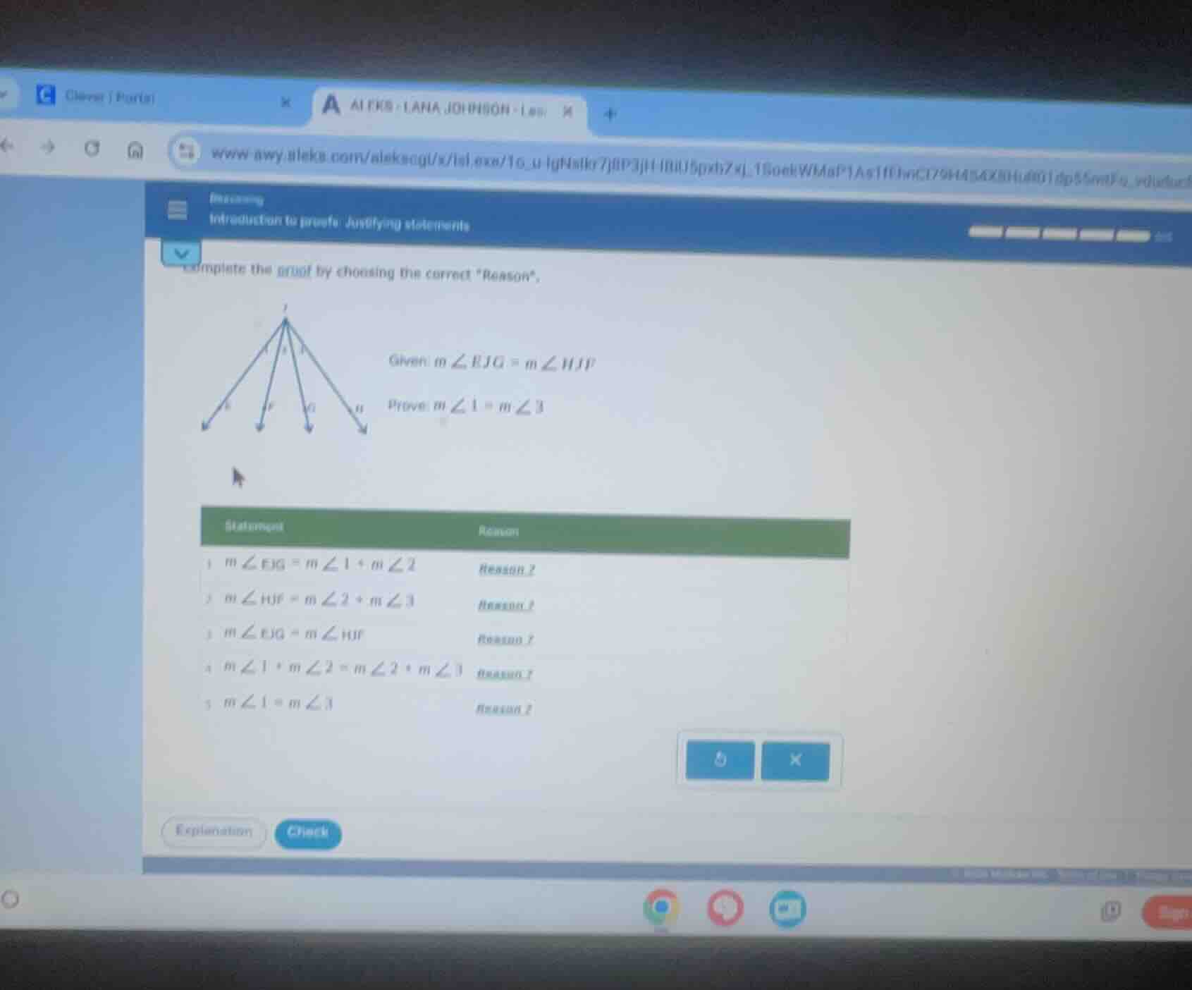complete the proof by choosing the correct eason\. given ( mangle ejg =…