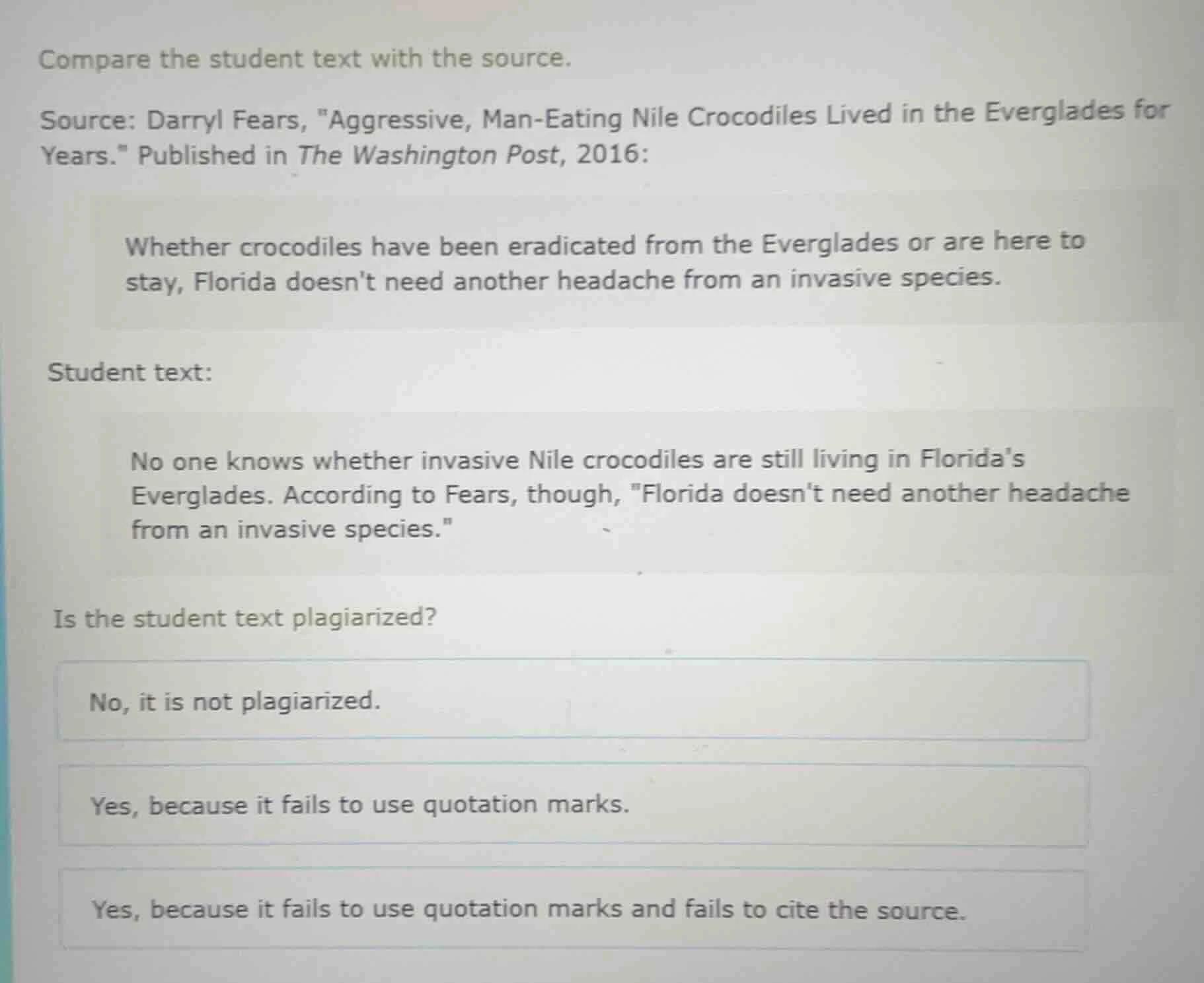 compare the student text with the source. source: darryl fears, \aggres…