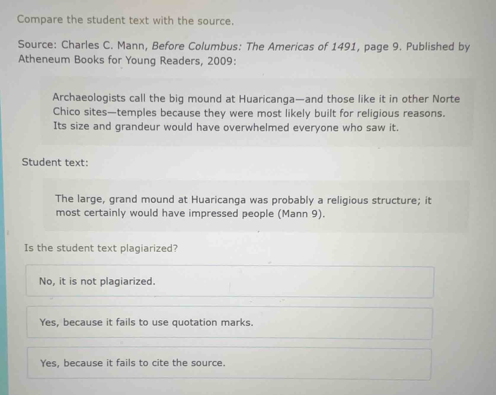 compare the student text with the source. source: charles c. mann, befo…