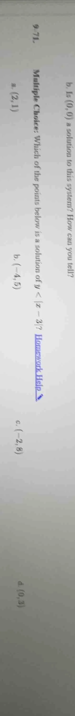 9.71. multiple choice: which of the points below is a solution of ( y <…