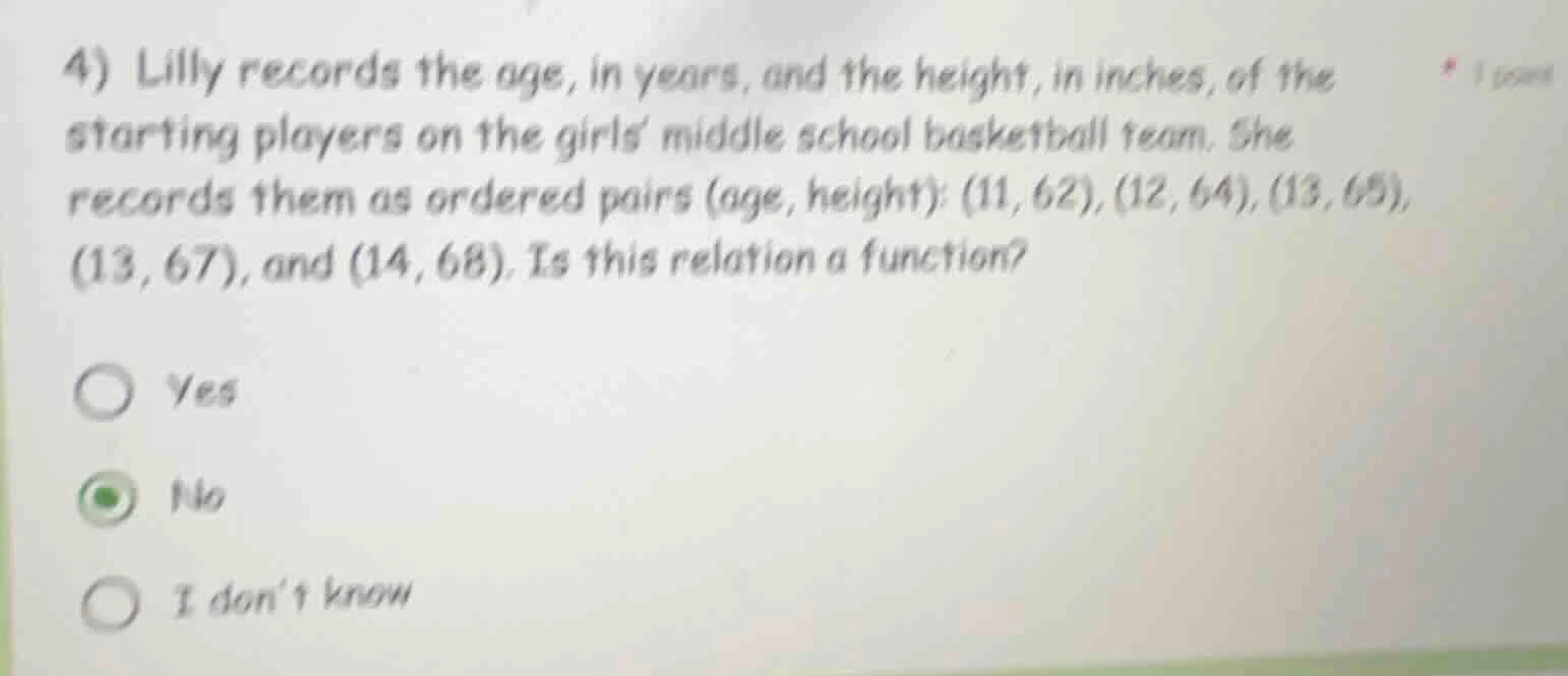 4) lilly records the age, in years, and the height, in inches, of the s…