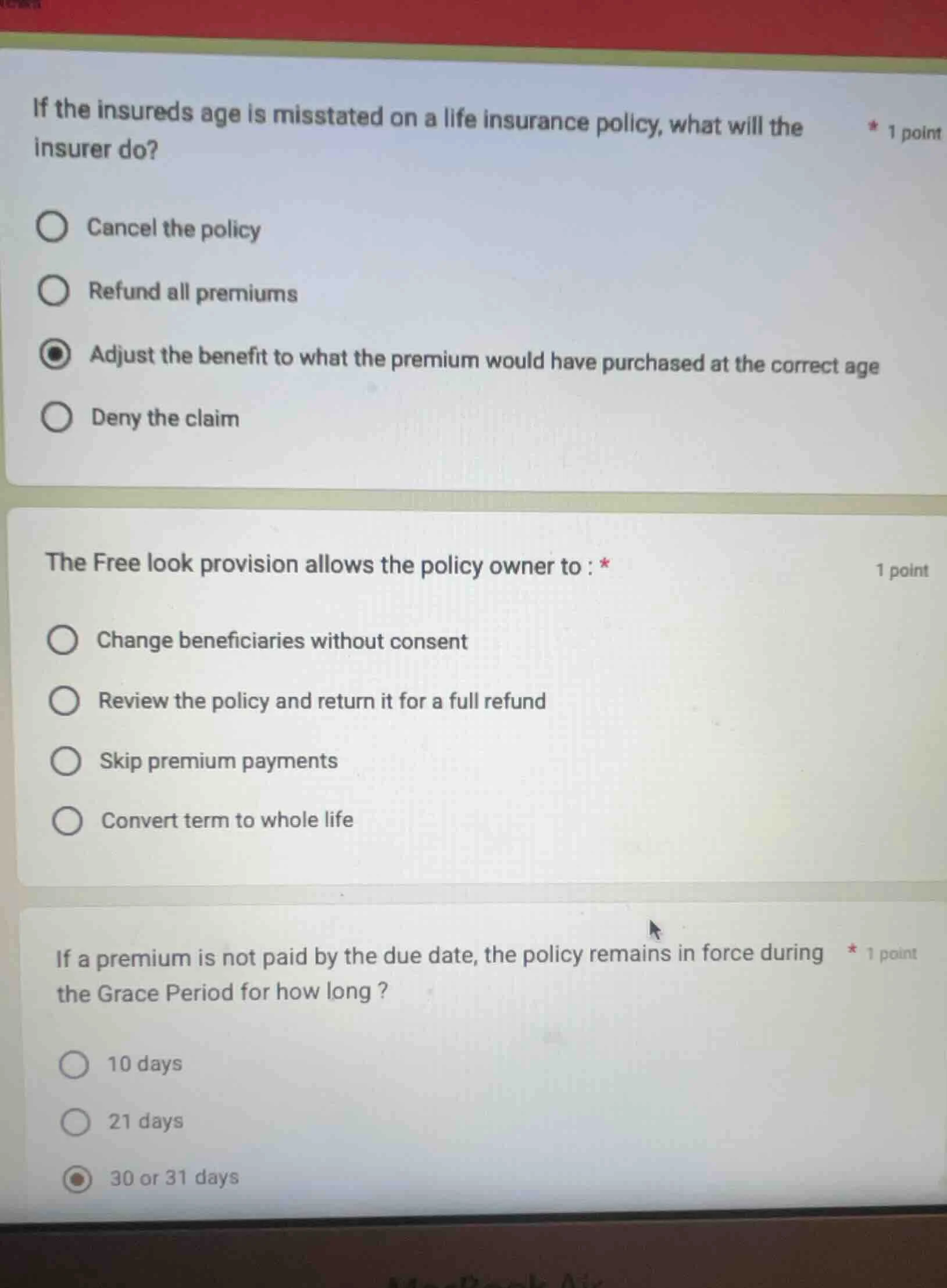 if the insureds age is misstated on a life insurance policy, what will …