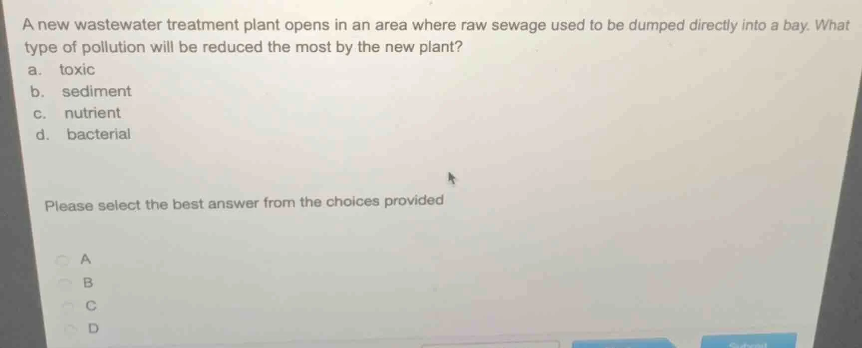 a new wastewater treatment plant opens in an area where raw sewage used…