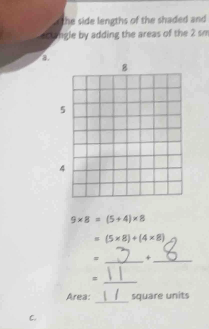 the side lengths of the shaded and angle by adding the areas of the 2 s…