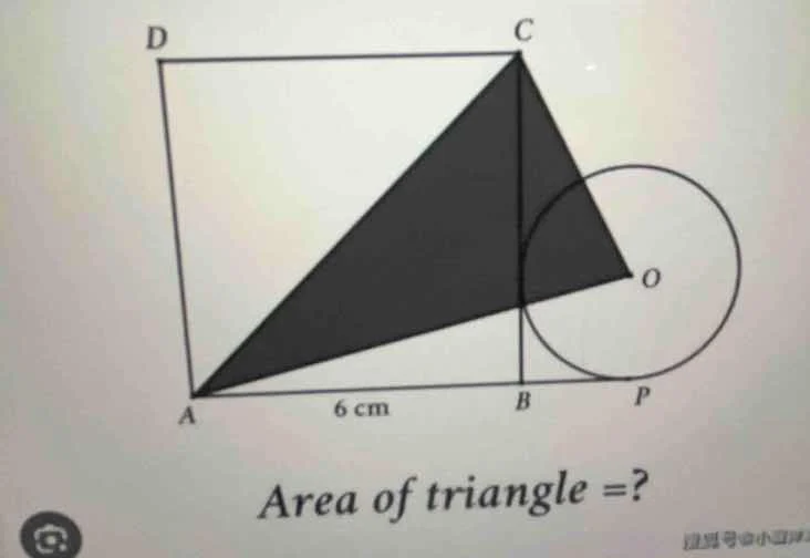 a 6 cm b p area of triangle =?