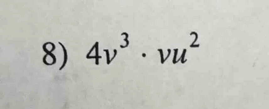 8) $4v^{3} cdot vu^{2}$