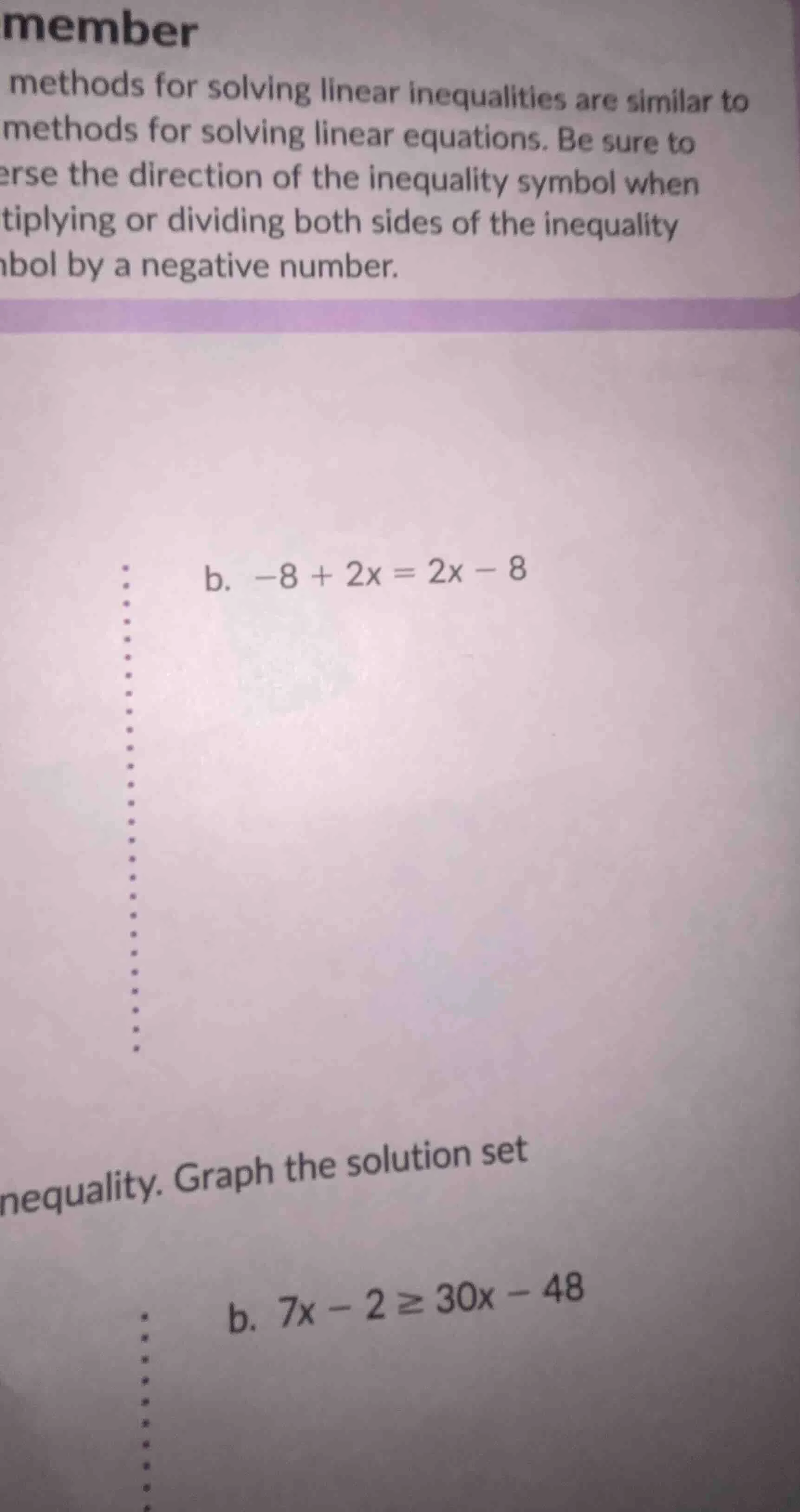 member methods for solving linear inequalities are similar to methods f…
